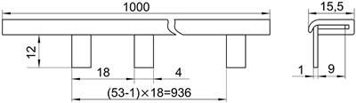 шина соединительная PIN 1Р 63А шаг 18 мм IEK 54 модуля - размеры