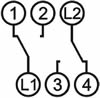 переключатель 2-клавишный Systeme Electric серии ArtGallery - схема подключения