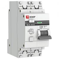 Дифавтомат 2Р 32А C 30мА 4,5кА АД32 2мод EKF