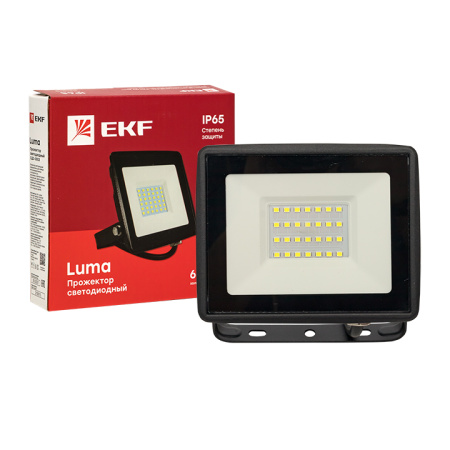 Прожектор свд 30Вт 6500К 5600лм черный IP65 110° Luma EKF